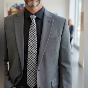 ar III Berlin Check Luxury Necktie Black Gray White Plaid Grid Old Money Class